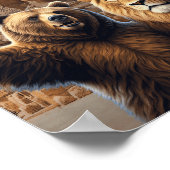 クリエイティブおもしろいライオンアンドベアーセルフィー ポスター (角)