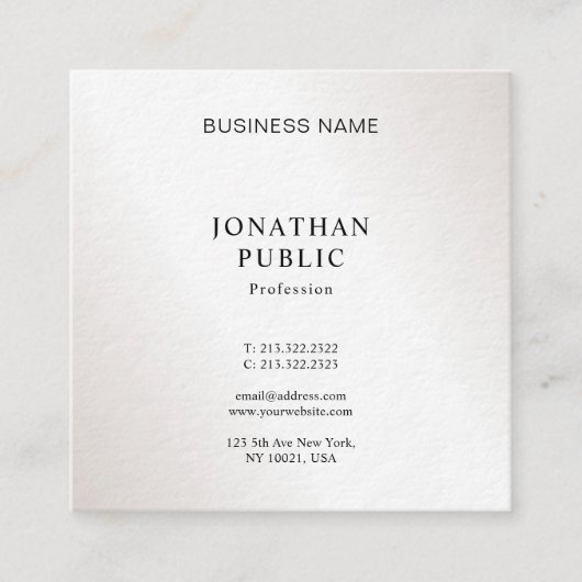 クリエイティブお洒落デザインシルバールックラグジュアリー スクエア名刺 (正面)