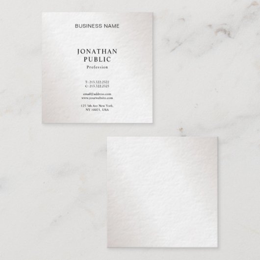 クリエイティブお洒落デザインシルバールックラグジュアリー スクエア名刺 (正面/裏面)