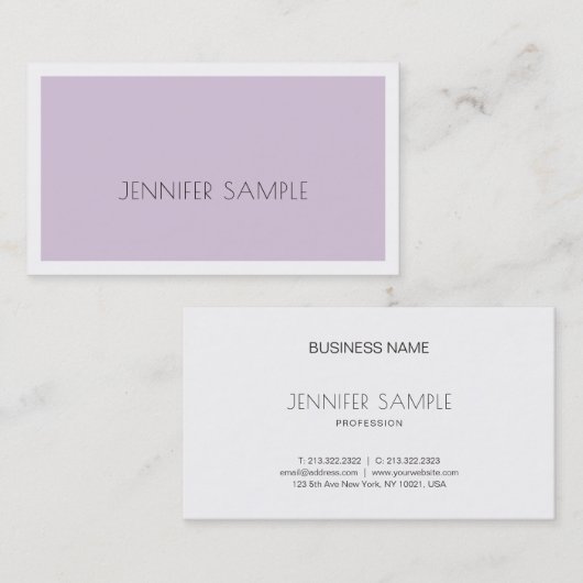 クリエイティブお洒落デザイントレンディーバイオレットパープルラグジュアリー 名刺 (正面/裏面)