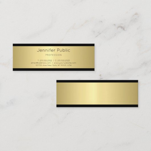 クリエイティブお洒落デザイン金ゴールドトレンディープレーングラマー スキニー名刺 (正面/裏面)