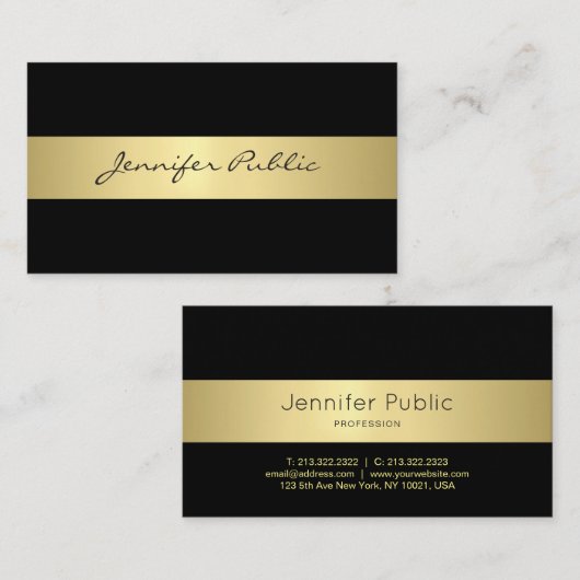 クリエイティブお洒落デザイン金ゴールドプレーントレンディーラグジュアリ 名刺 (正面/裏面)