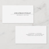 クリエイティブお洒落モダンデザインエレガントホワイトプレーン 名刺 (正面/裏面)