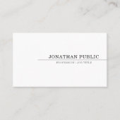 クリエイティブお洒落モダンデザインエレガントホワイトプレーン 名刺 (正面)