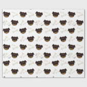 クリエイティブかわいいロットワイラー子犬とボーンパターン ラッピングペーパー (フラット)