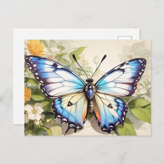 クリエイティブかわいらしバタフライイラストレーション ポストカード (正面/裏面)