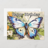 クリエイティブかわいらしヴィンテージバタフライイラストレーション シーズンポストカード (正面/裏面)