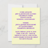 クリエイティブで楽しいカップルの記念日パーティー招待状 招待状 (裏面)