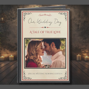 クリエイティブなフォトストーリーブックの夫の結婚式の日カード カード