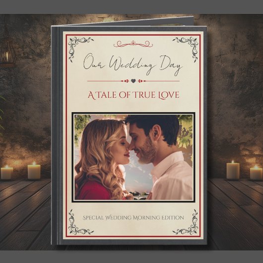 クリエイティブなフォトストーリーブックの夫の結婚式の日カード カード