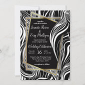 クリエイティブなモノクロシームレスアブストラクト 招待状 (正面)