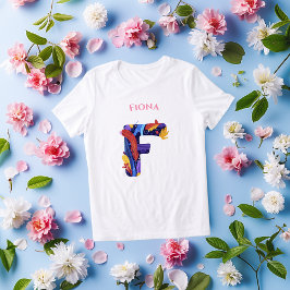 クリエイティブなモノグラム - Fの文字 | 華やかな誕生日 トライブレンドTシャツ