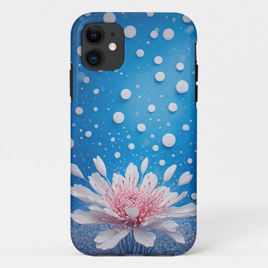 クリエイティブな花の配置 水玉模様の背景 Case-Mate iPhoneケース (裏面)