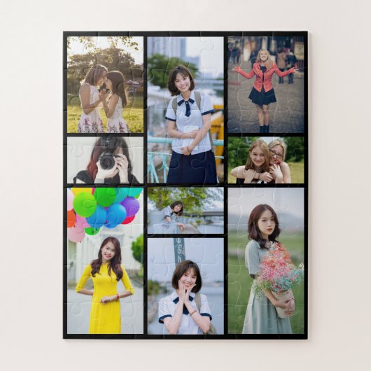 クリエイティブな9枚の画像の思い出のフォトパズル ジグソーパズル (縦)
