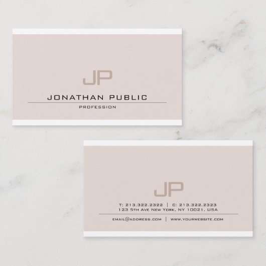 クリエイティブのお洒落でモダンでエレガントで粋なモノグラムの 名刺 (正面/裏面)