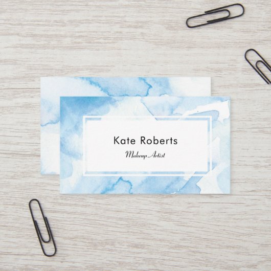 クリエイティブのための青い水彩画の名刺 名刺 (正面/裏面インサイチュ)
