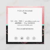 クリエイティブのばら色の金ゴールドの大理石の正方形の名刺 スクエア名刺 (裏面)