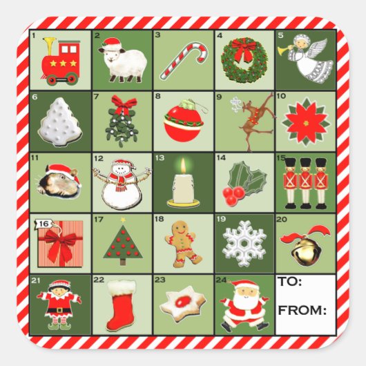 クリエイティブのクリスマスラベル スクエアシール (正面)