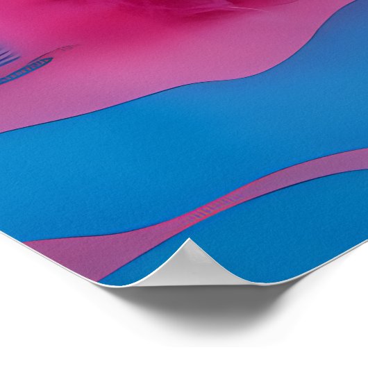 クリエイティブのコラージュの女の子のピンクの毛皮のコート ポスター (角)