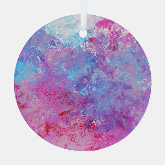 クリエイティブのピンクとブルーのテクスチ絵を描ャ、ブロッツ。 ガラスオーナメント (裏面)
