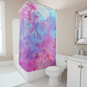 クリエイティブのピンクとブルーのテクスチ絵を描ャ、ブロッツ。 シャワーカーテン (インサイチュ)