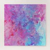 クリエイティブのピンクとブルーのテクスチ絵を描ャ、ブロッツ。 ジグソーパズル (横)