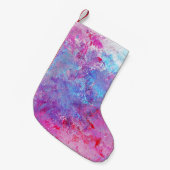 クリエイティブのピンクとブルーのテクスチ絵を描ャ、ブロッツ。 スモールクリスマスストッキング (正面 (吊り時))