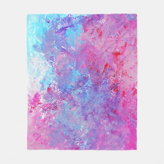クリエイティブのピンクとブルーのテクスチ絵を描ャ、ブロッツ。 フリースブランケット (正面)