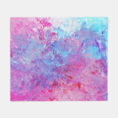 クリエイティブのピンクとブルーのテクスチ絵を描ャ、ブロッツ。 フリースブランケット (正面(横))