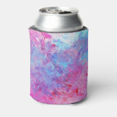 クリエイティブのピンクとブルーのテクスチ絵を描ャ、ブロッツ。 缶クーラー (缶裏面)