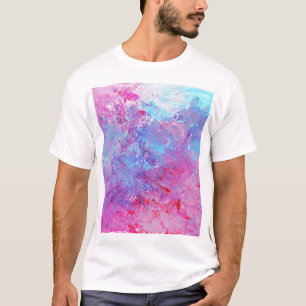 クリエイティブのピンクとブルーのテクスチ絵を描ャ、ブロッツ。 Tシャツ