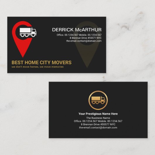 クリエイティブの場所アイコンホームロジスティック引越し業者 名刺 (正面/裏面)