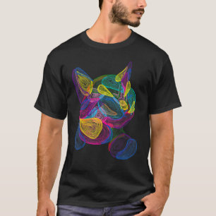 クリエイティブの猫のアートワークカラフル作品 Tシャツ