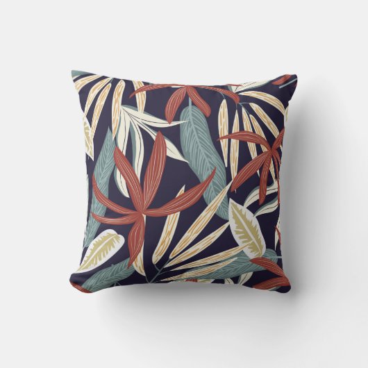 クリエイティブの継ぎ目のない模様で、熱帯植物が乗っている クッション (正面)