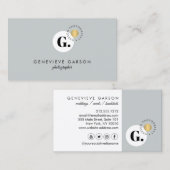 クリエイティブはっきりしたモノグラムのロゴグレーソーシャルメディア 名刺 (正面/裏面)