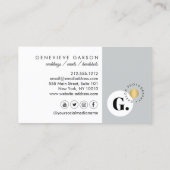 クリエイティブはっきりしたモノグラムのロゴグレーソーシャルメディア 名刺 (裏面)