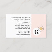 クリエイティブはっきりしたモノグラムのロゴピンクのソーシャルメディア 名刺 (裏面)