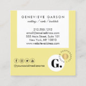 クリエイティブはっきりしたモノグラムロゴイエローソーシャルメディア スクエア名刺 (裏面)