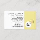 クリエイティブはっきりしたモノグラムロゴイエローソーシャルメディア 名刺 (裏面)