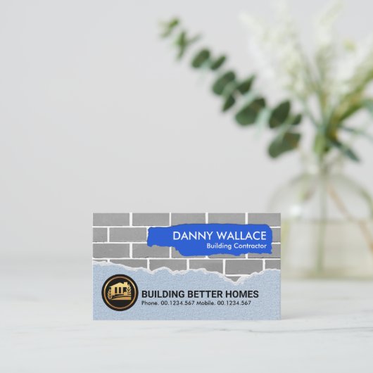 クリエイティブれんが組積造作業建築手納屋 名刺 (スタンド正面)