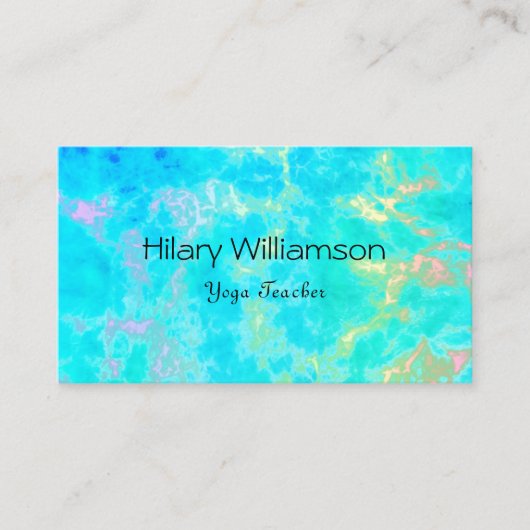 クリエイティブアクアブルーウォーターアートレインボーヨガ先生 名刺 (正面)