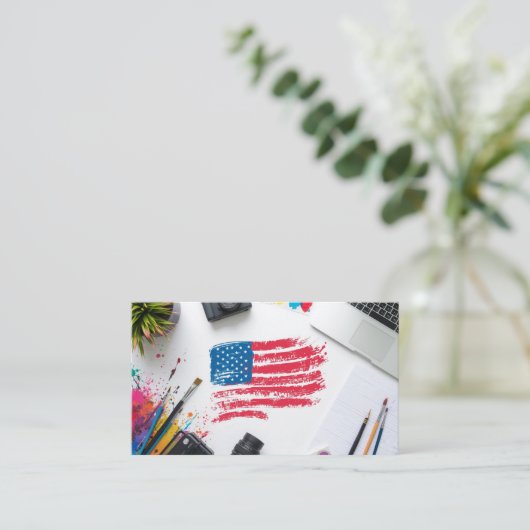 クリエイティブアメリカンフラッグアートデザイン 名刺 (スタンド正面)