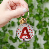 クリエイティブアルファベット文字A (ハート図形あり) キーホルダー (手)