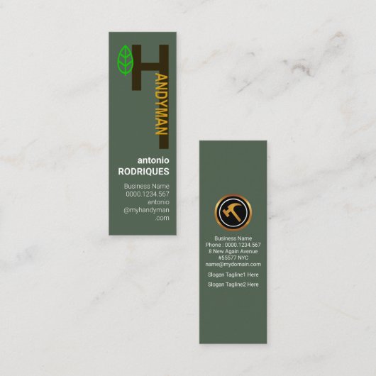 クリエイティブアルファベット-Hハンドイマンサービス スキニー名刺 (正面/裏面)