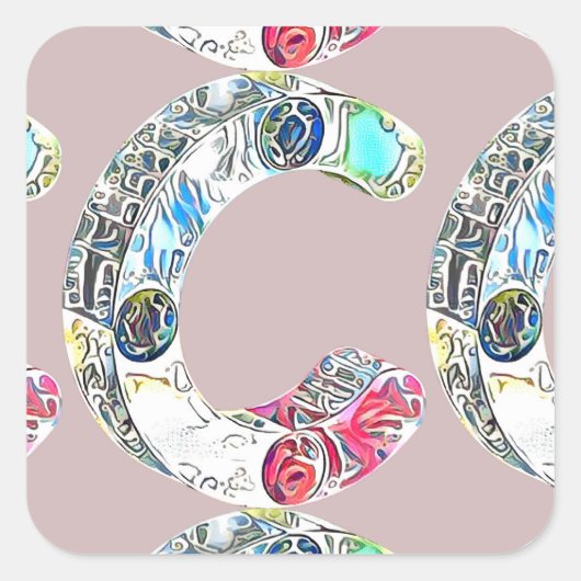 クリエイティブアルファベットC文字 スクエアシール (正面)