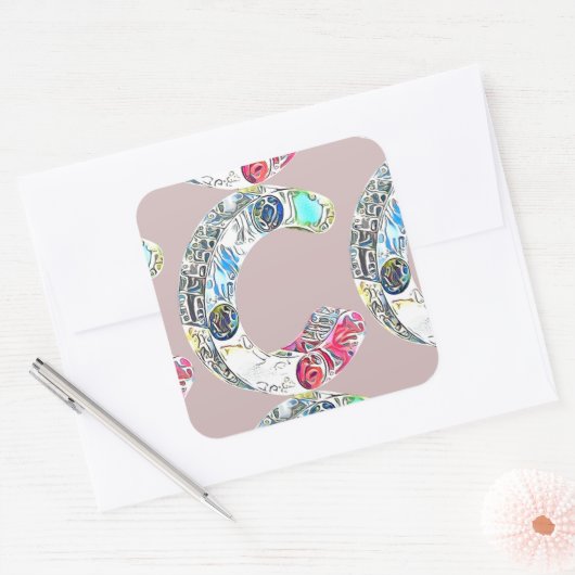 クリエイティブアルファベットC文字 スクエアシール (封筒)