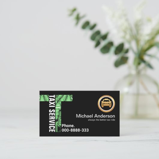 クリエイティブアルファベットTトラヒックタクシー乗り 名刺 (スタンド正面)