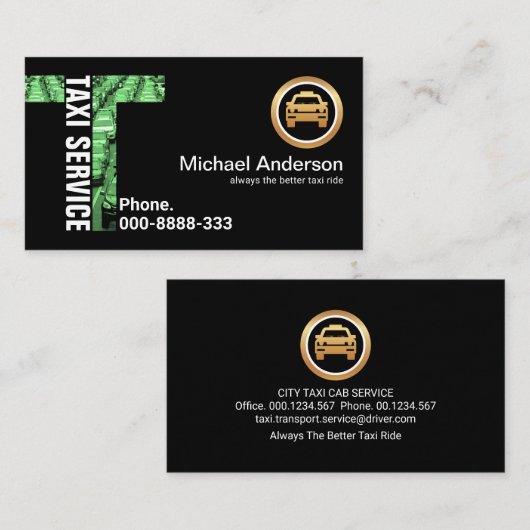 クリエイティブアルファベットTトラヒックタクシー乗り 名刺 (正面/裏面)