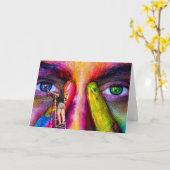 クリエイティブアーティストペインターカラフル誕生日 カード (黄色い花)