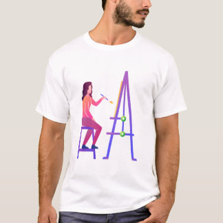 クリエイティブアーティスト・アット・ワーク絵を描- Woman's on Canvas Tシャツ